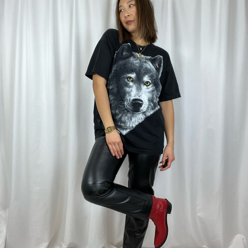 Straight Leg Black Leather Pants | waist 26”